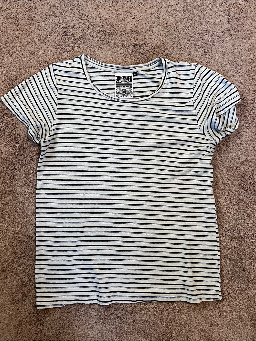 Jungmaven White and Black Striped Kids Tee